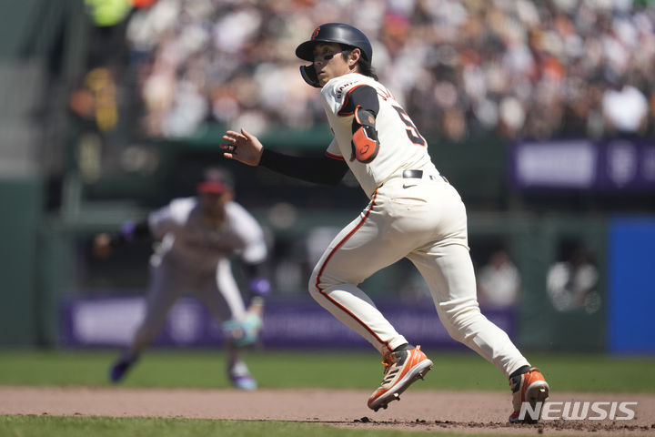 [샌프란시스코=AP/뉴시스]샌프란시스코 자이언츠 이정후. 2024.04.22. / 사진 = 뉴시스