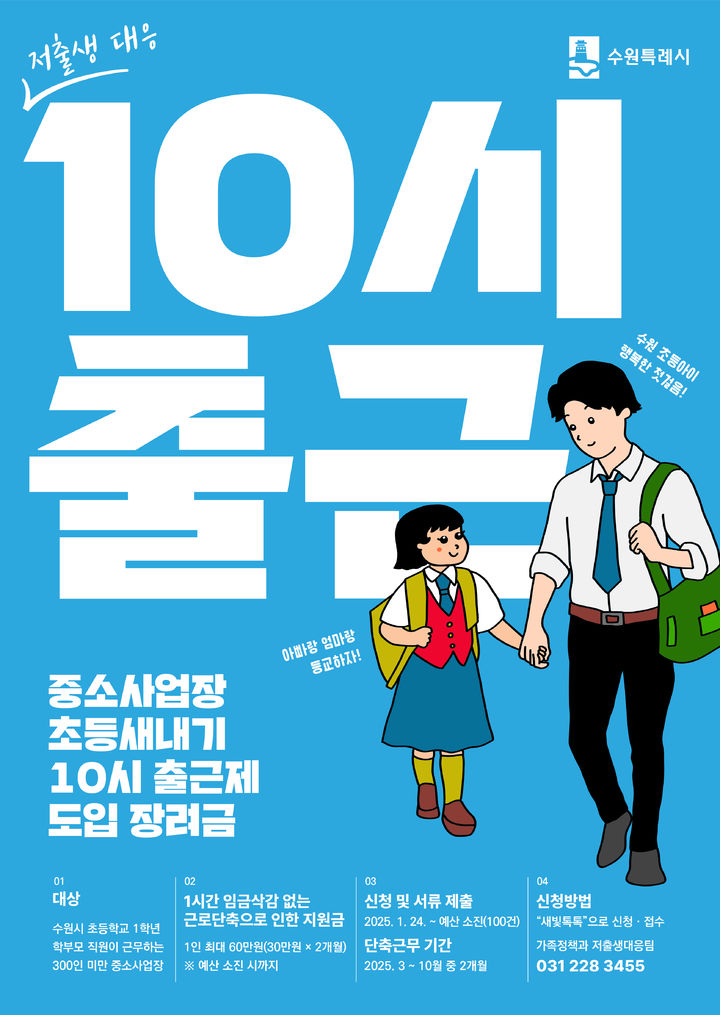 10시 출근제 홍보물. (사진=수원시 제공) 2025.02.03.  *재판매 및 DB 금지 / 사진 = 뉴시스