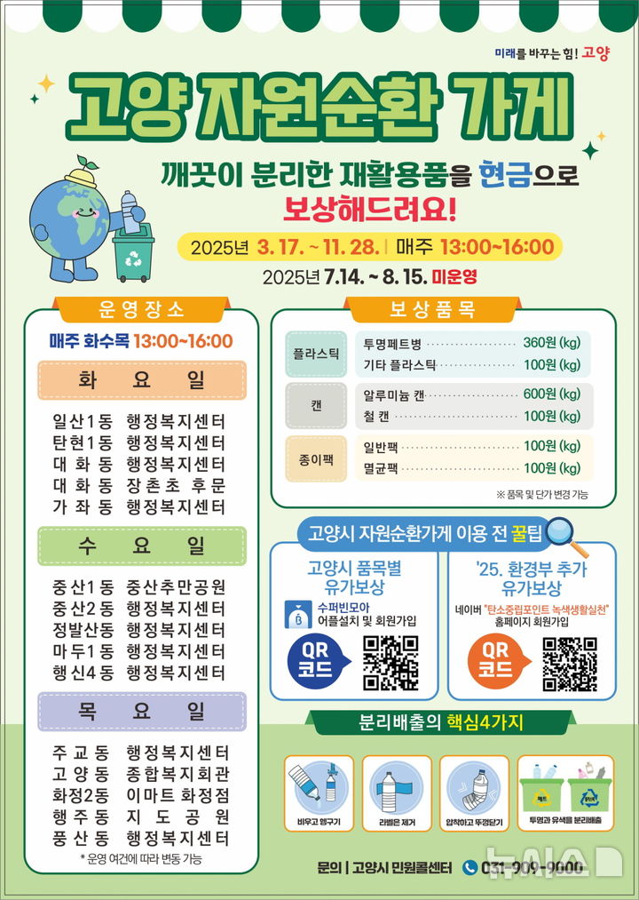 고양시, 15개 자원순환가게 운영 시작... 페트병 1kg당 360원 보상 / 사진 = 뉴시스