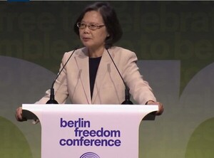 차이잉원 전 총통, 베를린 자유회의 연설…